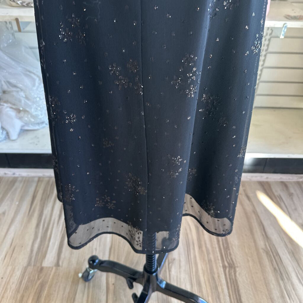 Evan Picone Black Sparkle Print Short Formal Dress 16