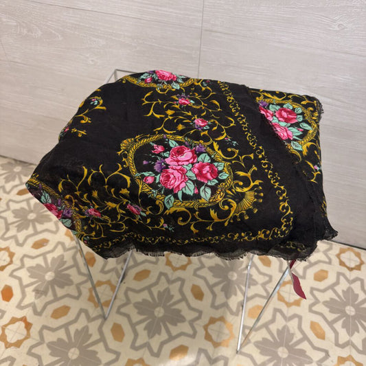 Black/ Multi Floral Print Scarf