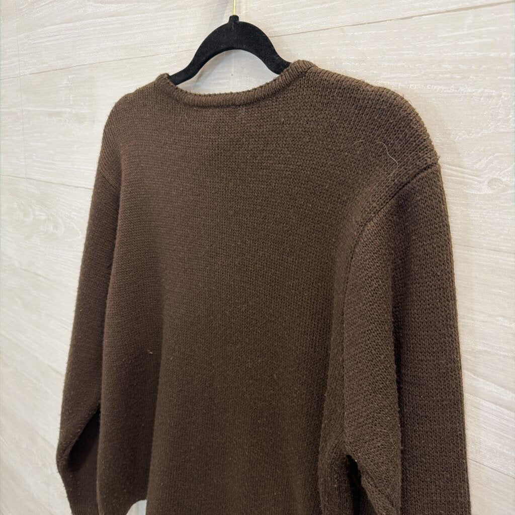 Vintage Crystal Kobe Brown Embroidered Leaves Cardigan Sweater Medium Petite