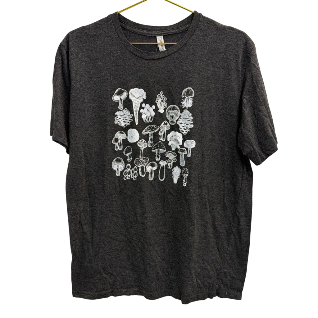 Grey/ White Mushroom Short Sleeve Graphic Tee Large