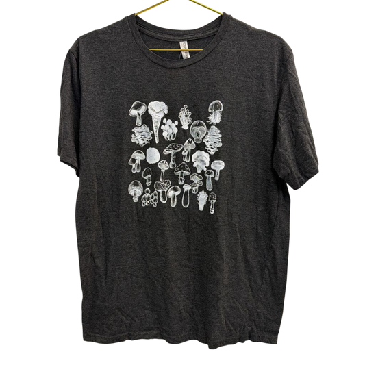 Grey/ White Mushroom Short Sleeve Graphic Tee Large
