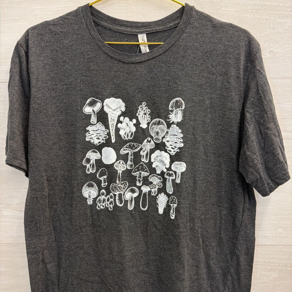 Grey/ White Mushroom Short Sleeve Graphic Tee Large