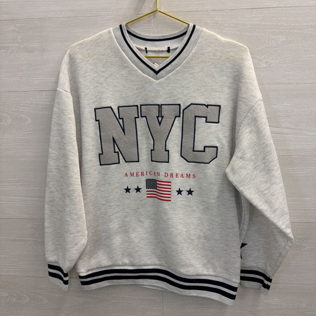 Grey NYC V Neck Sweatshirt Small