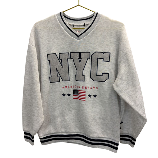 Grey NYC V Neck Sweatshirt Small