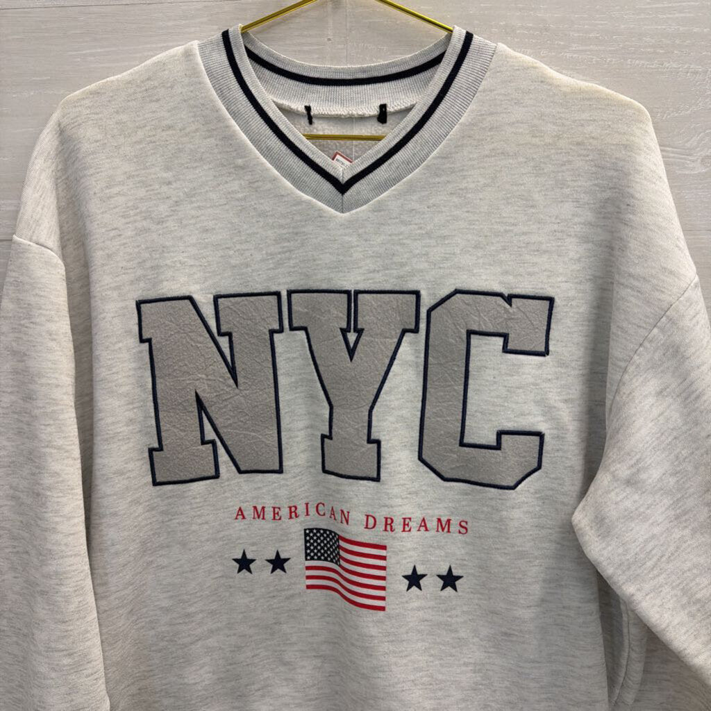 Grey NYC V Neck Sweatshirt Small