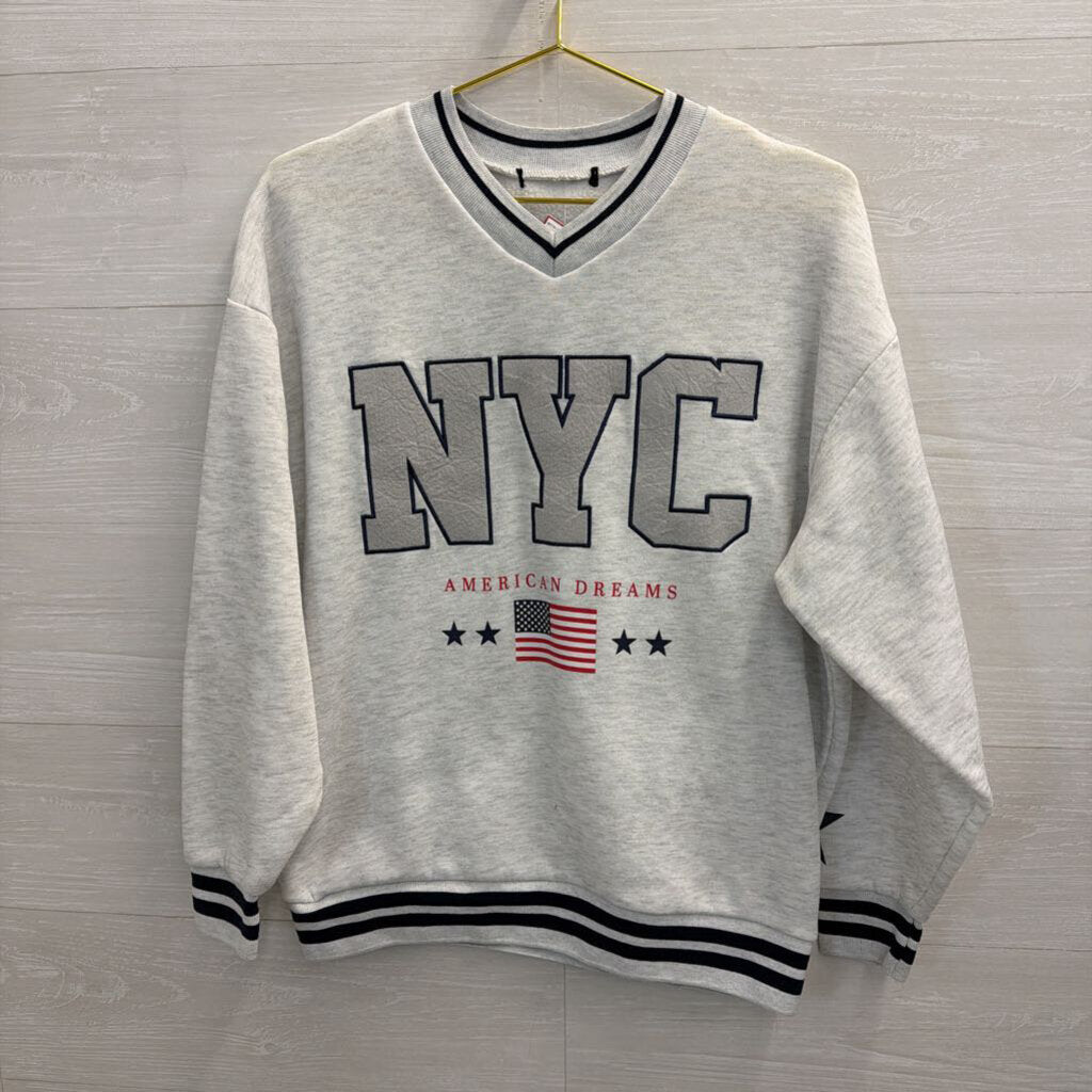 Grey NYC V Neck Sweatshirt Small