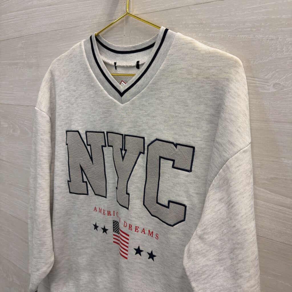 Grey NYC V Neck Sweatshirt Small