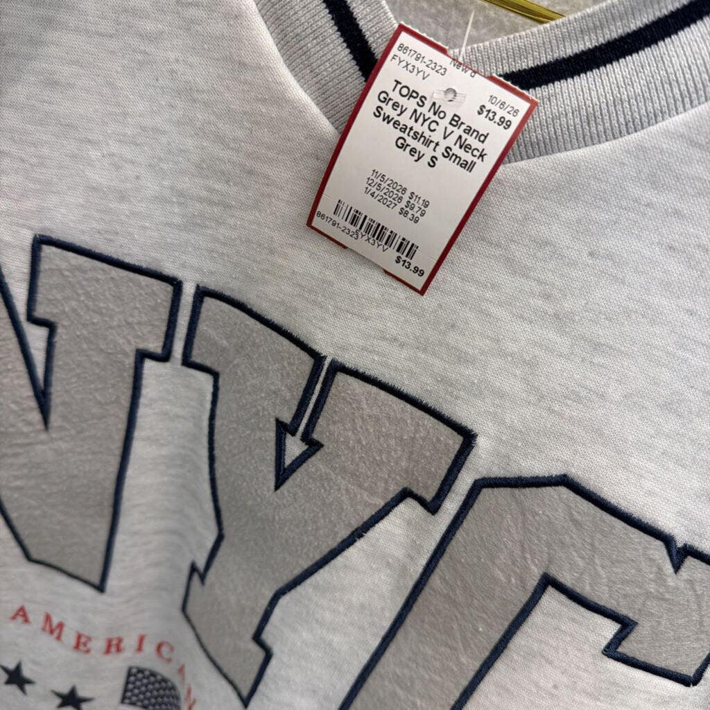 Grey NYC V Neck Sweatshirt Small