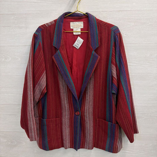 Vintage DK Gold Red/ Multi Striped Blazer Jacket 16