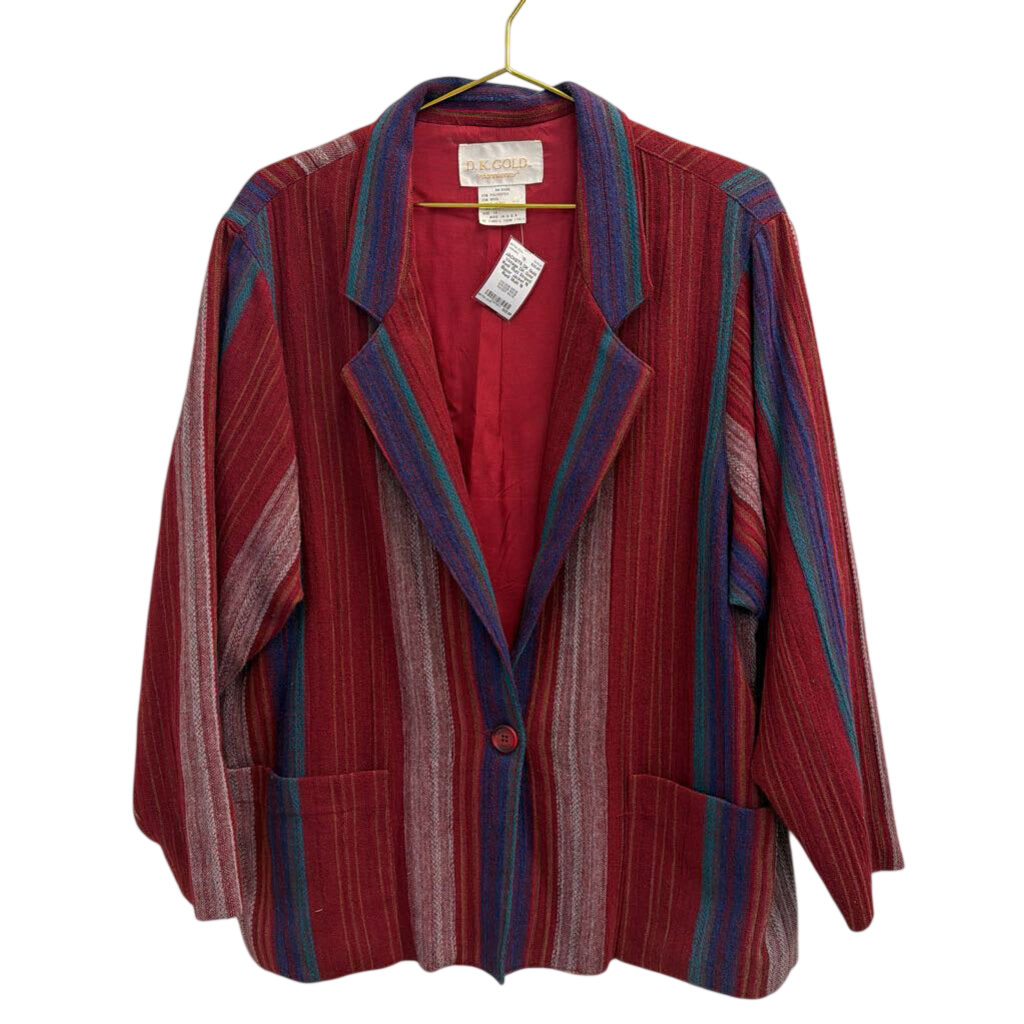 Vintage DK Gold Red/ Multi Striped Blazer Jacket 16