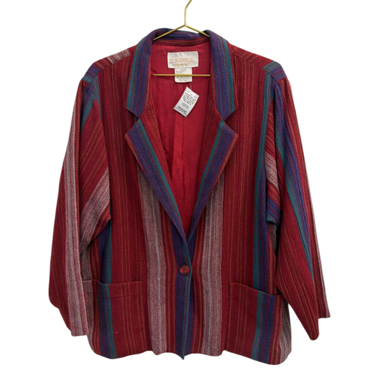 Vintage DK Gold Red/ Multi Striped Blazer Jacket 16