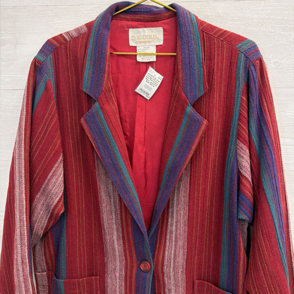 Vintage DK Gold Red/ Multi Striped Blazer Jacket 16