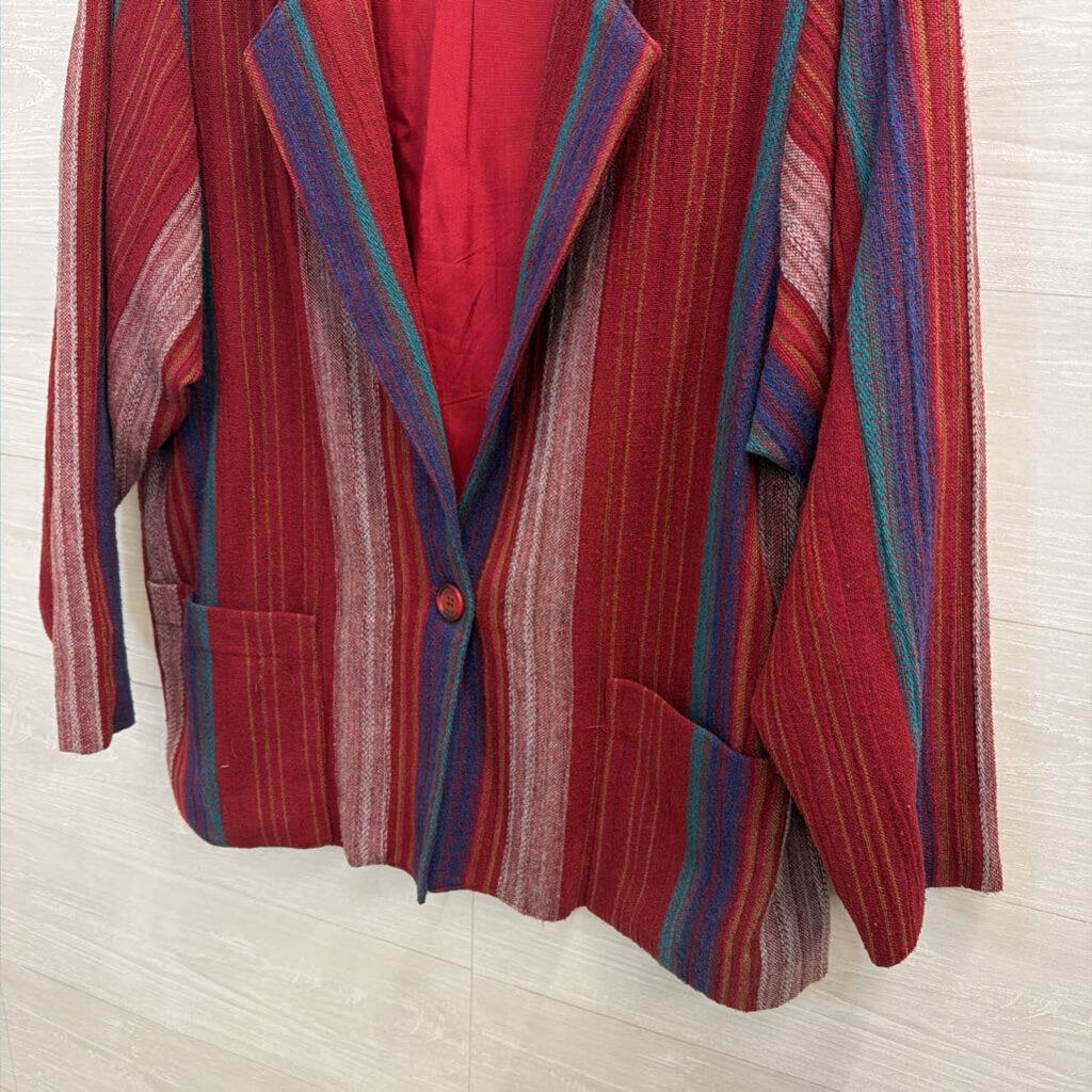 Vintage DK Gold Red/ Multi Striped Blazer Jacket 16