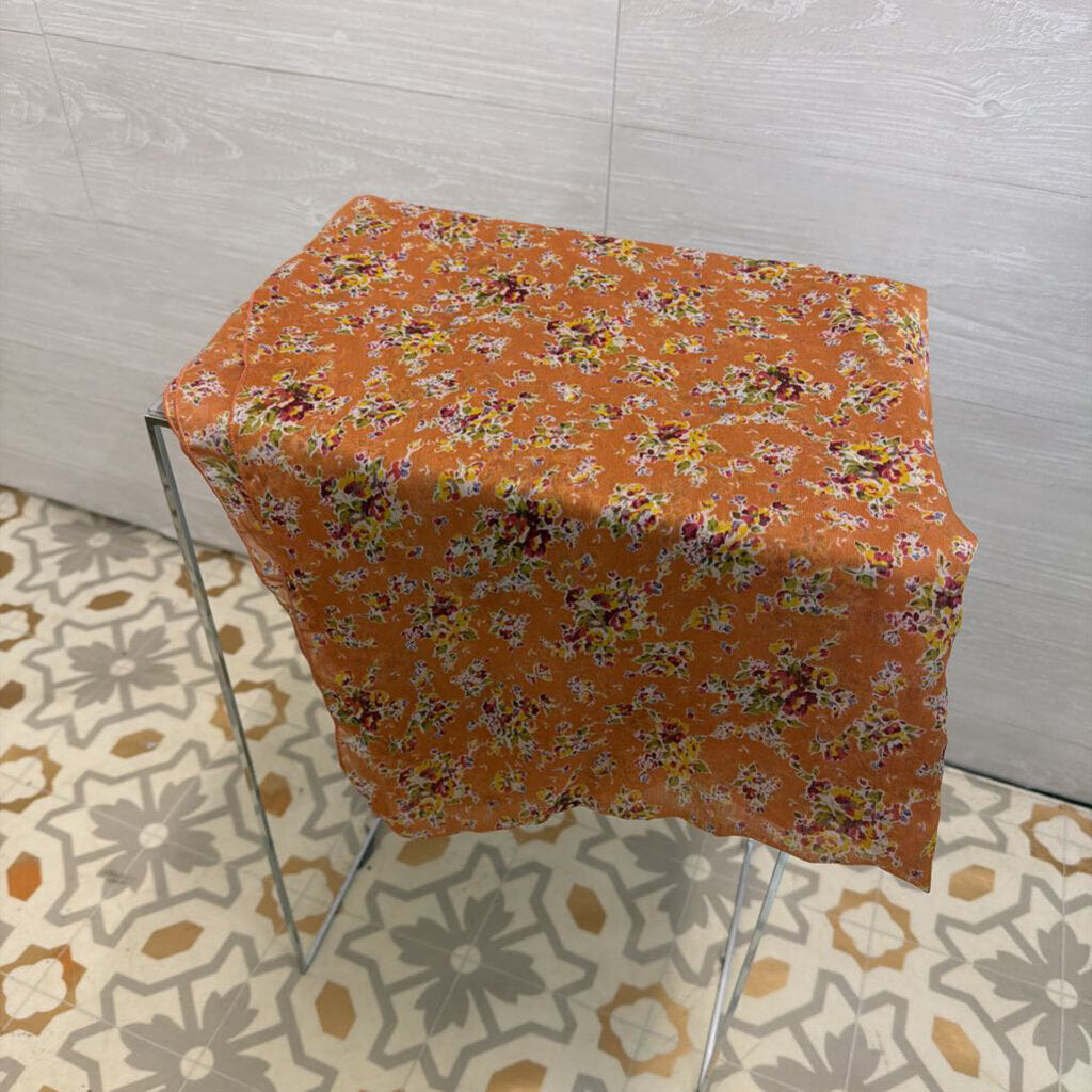 Orange/ Multi Floral Print Scarf