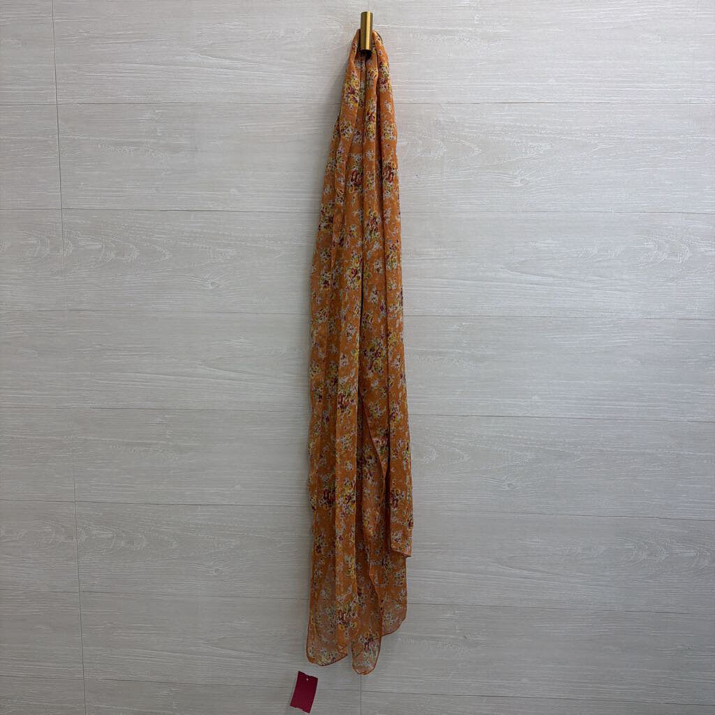 Orange/ Multi Floral Print Scarf