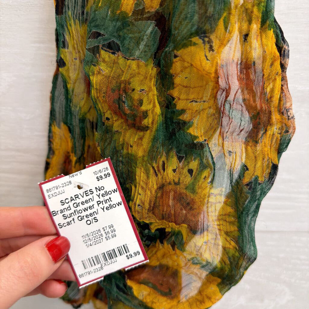 Green/ Yellow Sunflower Print Scarf