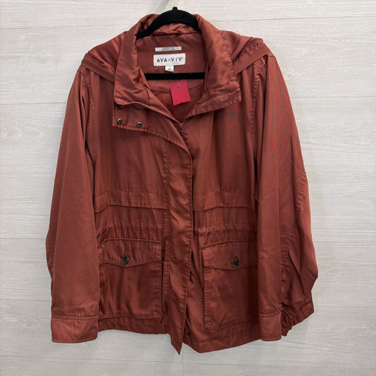 Ava and Viv Burgundy Zip Up Hooded Jacket 1X