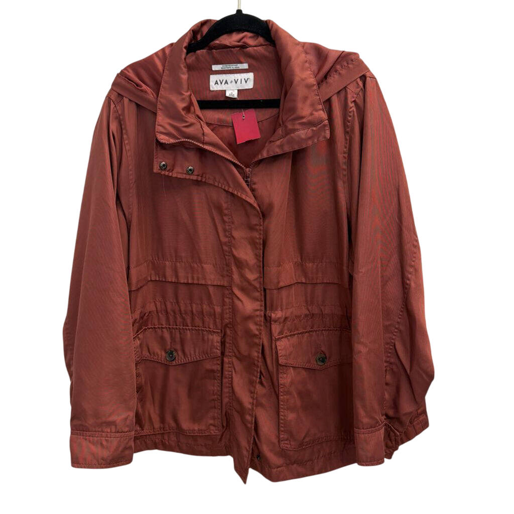 Ava and Viv Burgundy Zip Up Hooded Jacket 1X