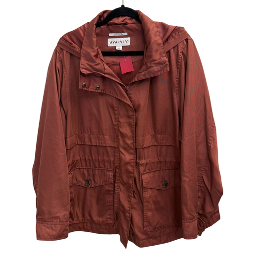 Ava and Viv Burgundy Zip Up Hooded Jacket 1X