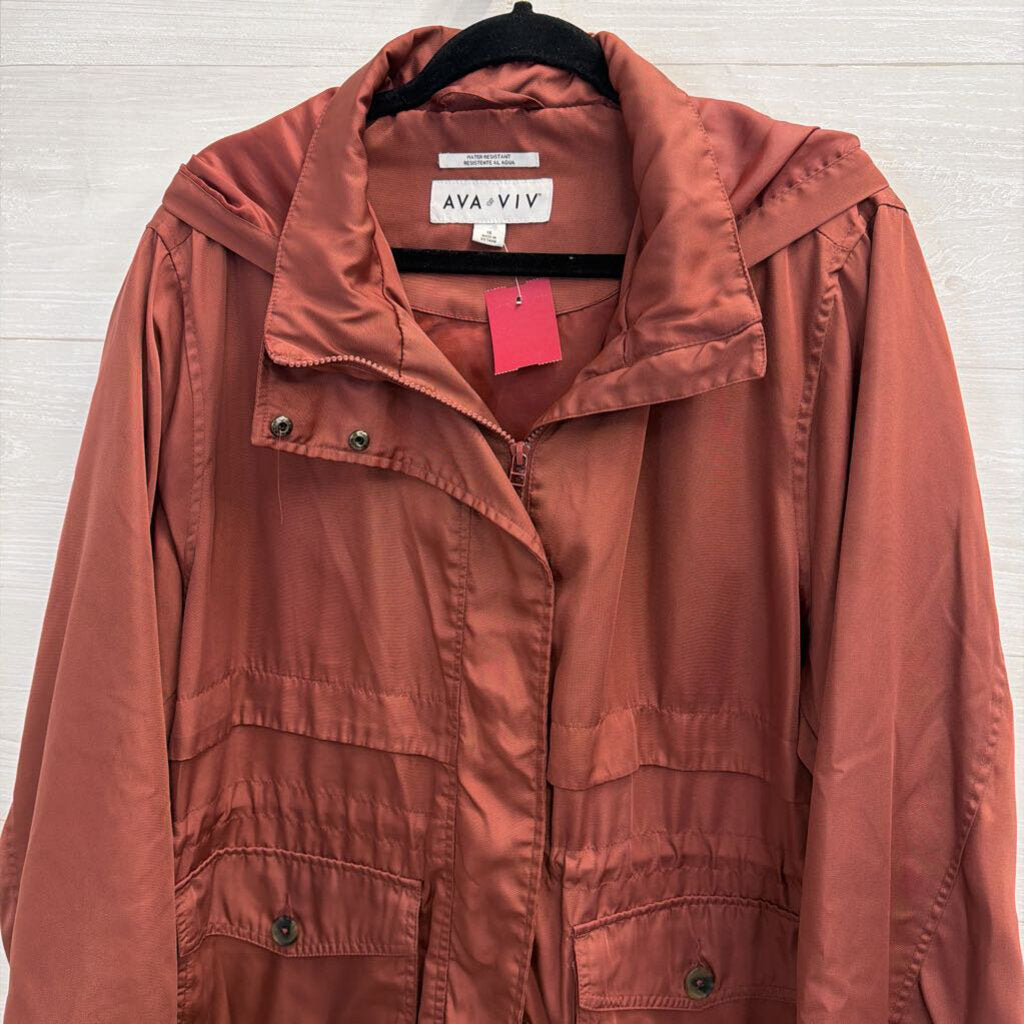 Ava and Viv Burgundy Zip Up Hooded Jacket 1X