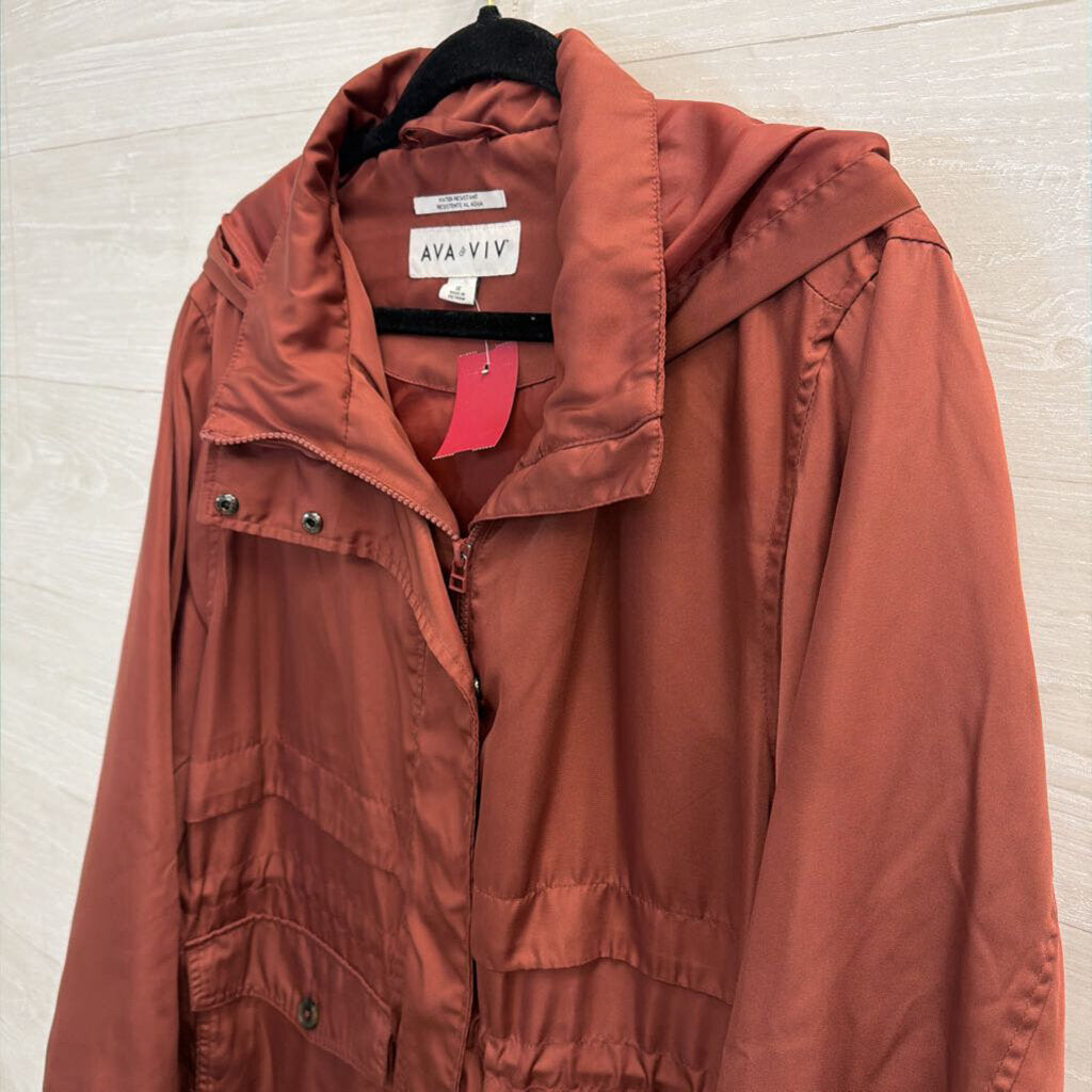 Ava and Viv Burgundy Zip Up Hooded Jacket 1X