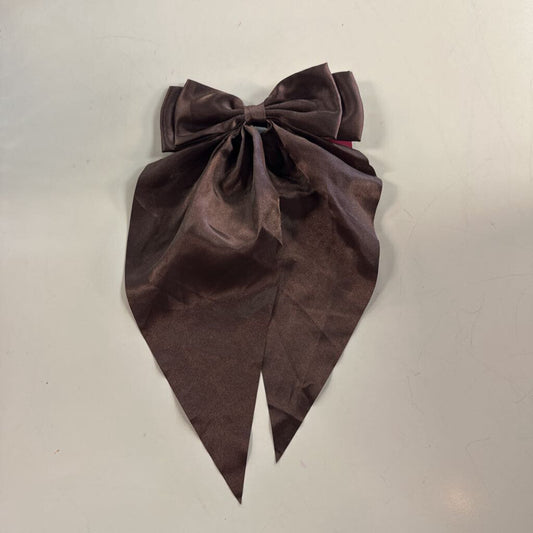 Brown Silky Bow Hair Clip
