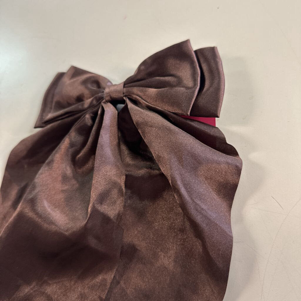 Brown Silky Bow Hair Clip