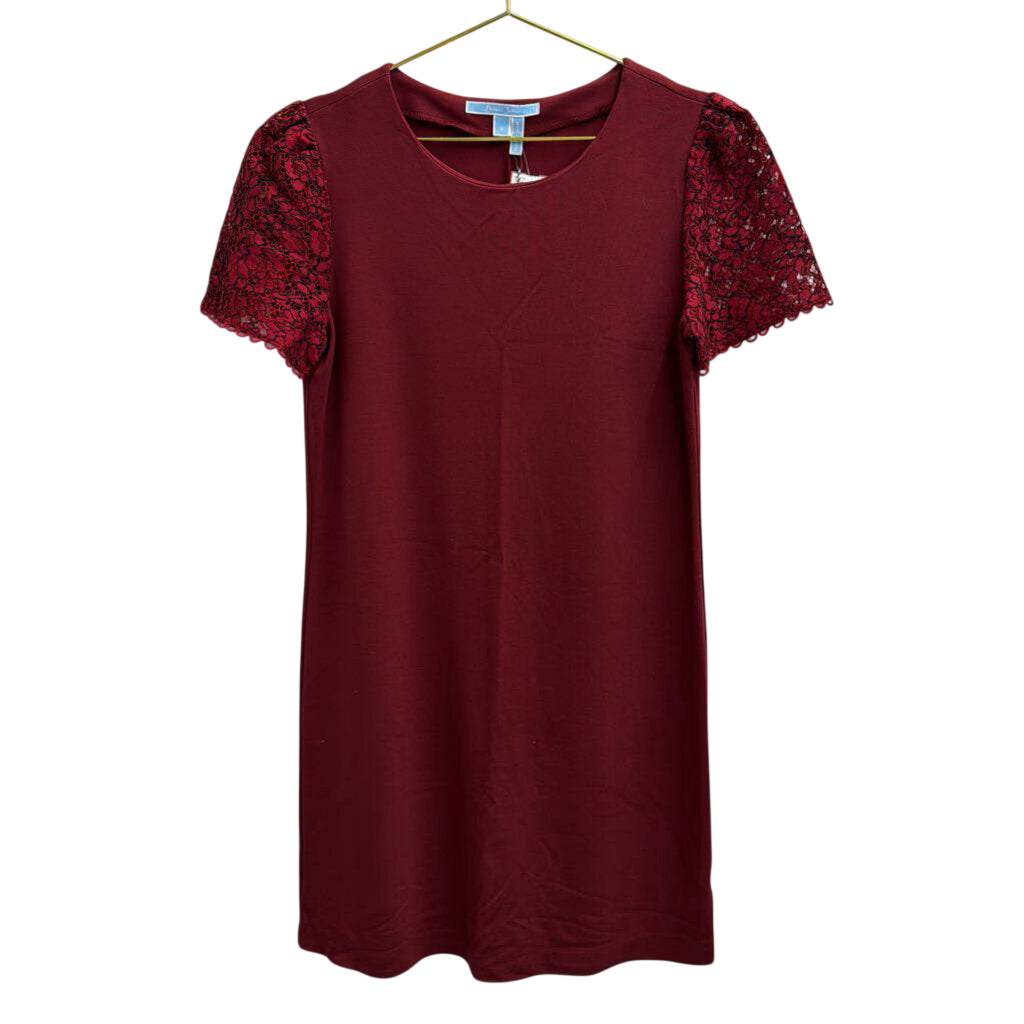 Draper James Burgundy Lace Short Sleeve Shift Dress Small