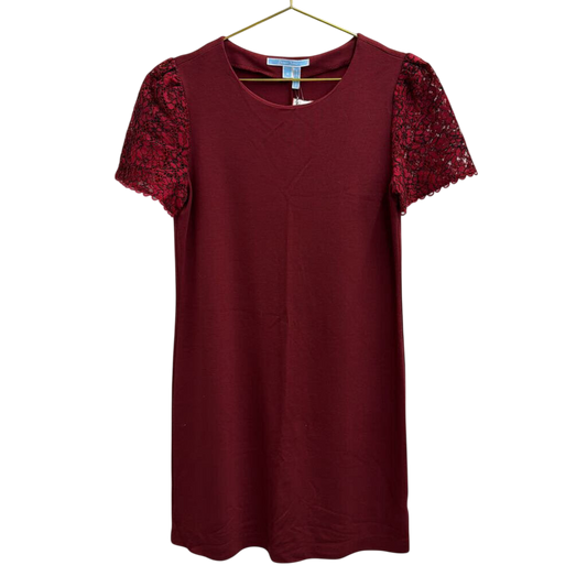 Draper James Burgundy Lace Short Sleeve Shift Dress Small