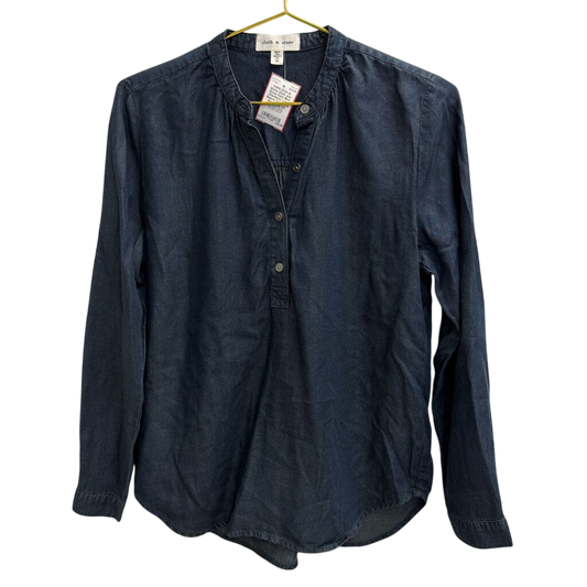 Cloth and Stone Dark Blue Chambray Long Sleeve Top Extra Small