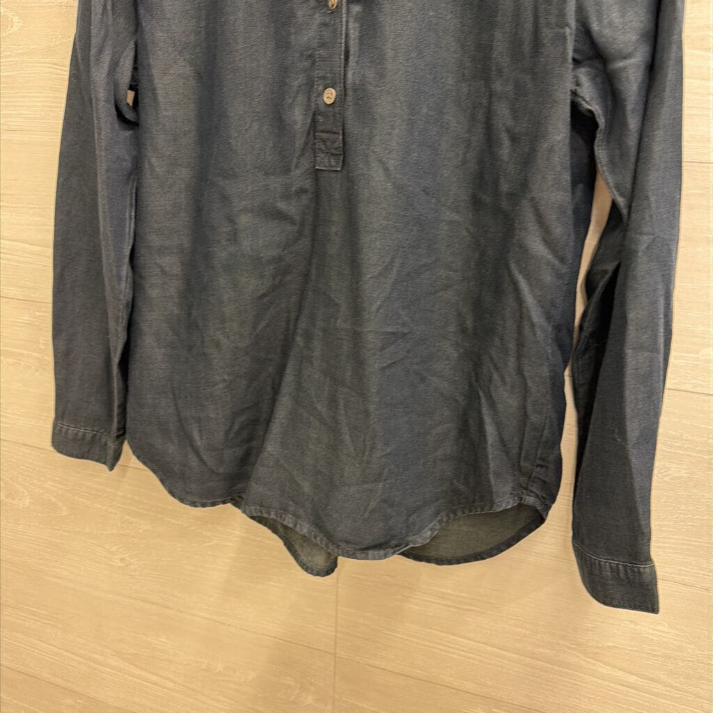 Cloth and Stone Dark Blue Chambray Long Sleeve Top Extra Small