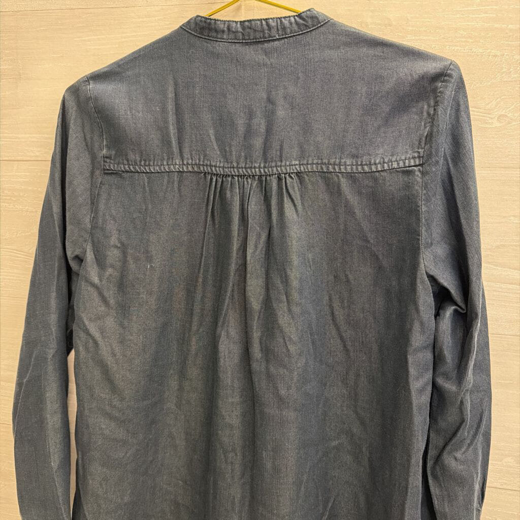 Cloth and Stone Dark Blue Chambray Long Sleeve Top Extra Small