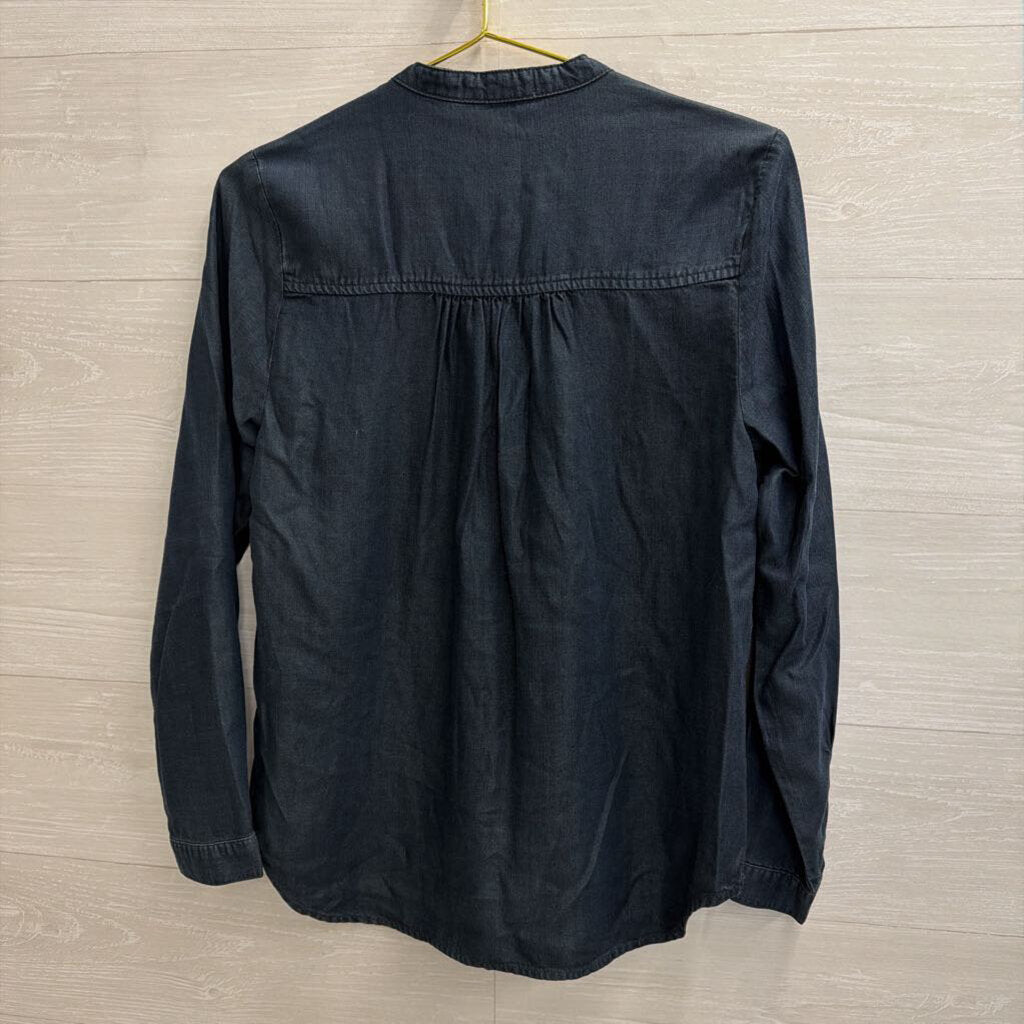 Cloth and Stone Dark Blue Chambray Long Sleeve Top Extra Small