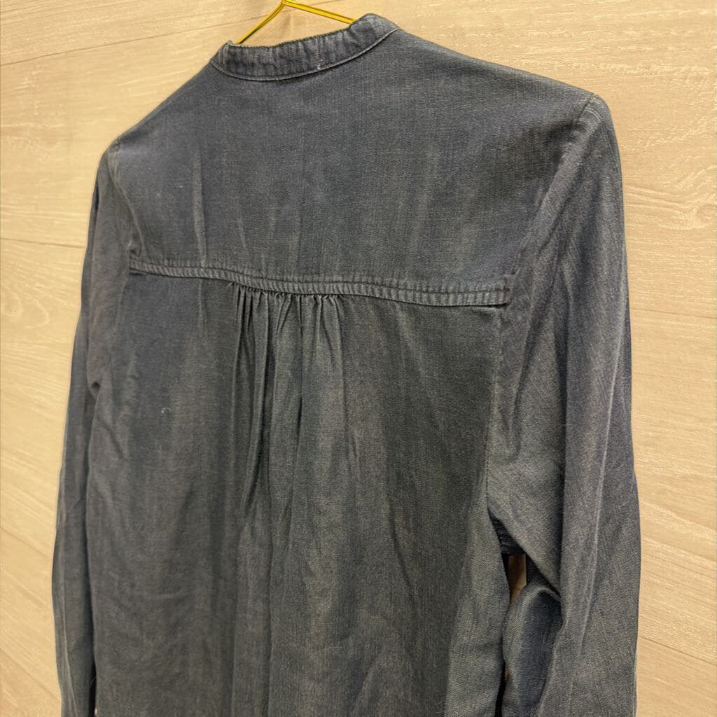 Cloth and Stone Dark Blue Chambray Long Sleeve Top Extra Small