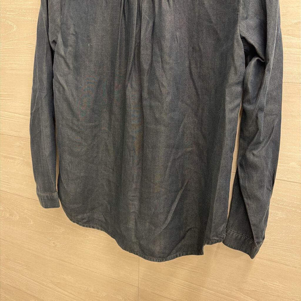 Cloth and Stone Dark Blue Chambray Long Sleeve Top Extra Small