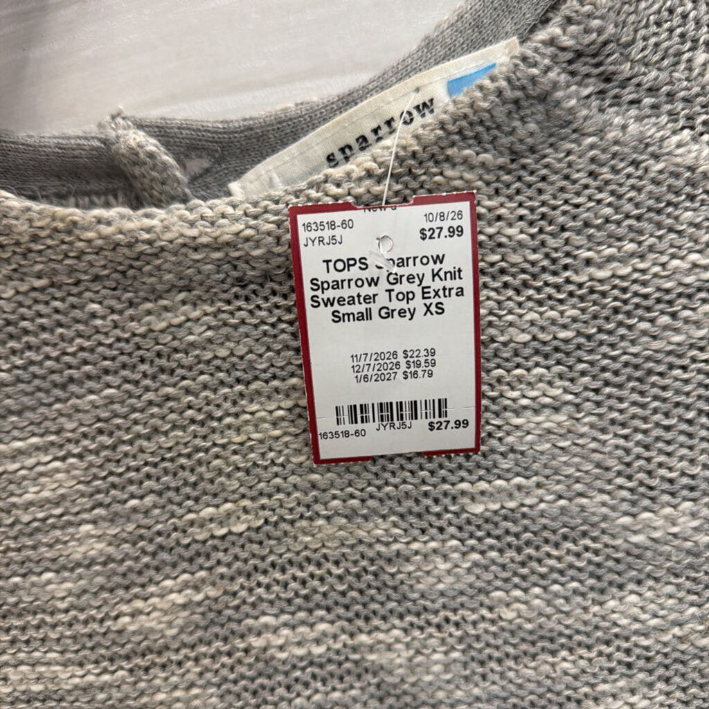 Sparrow Grey Knit Sweater Top Extra Small