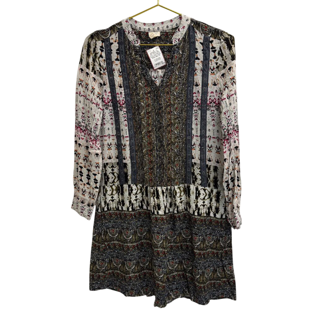 TINY White/ Blue Print Long Sleeve Dress Extra Small