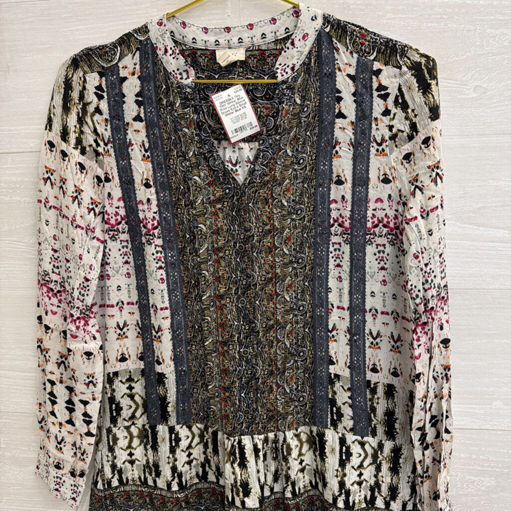 TINY White/ Blue Print Long Sleeve Dress Extra Small
