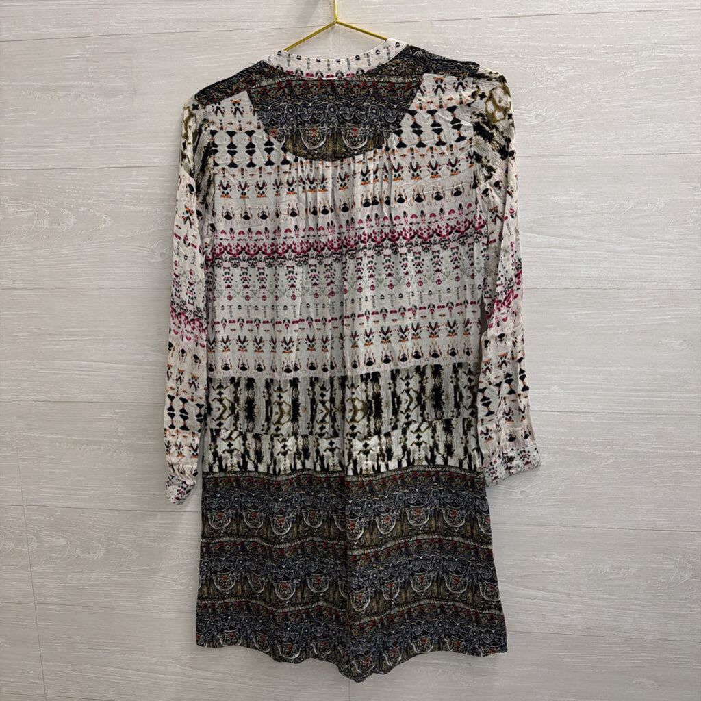 TINY White/ Blue Print Long Sleeve Dress Extra Small