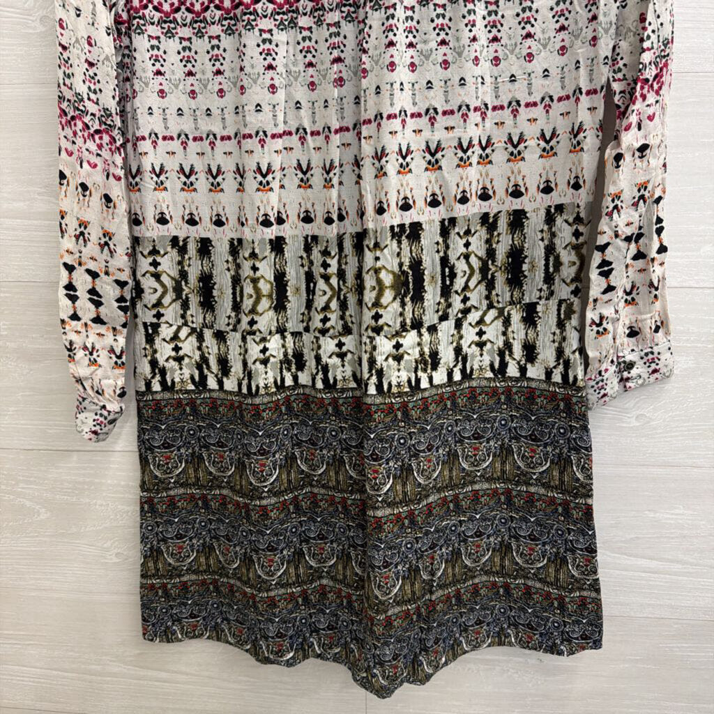 TINY White/ Blue Print Long Sleeve Dress Extra Small