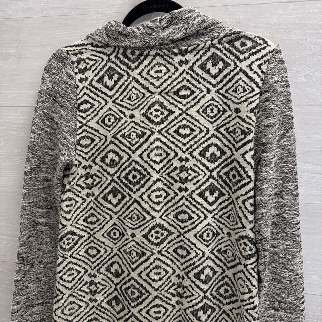Anthropologie White/ Black Print Knit Long Sleeve Sweater Dress Small