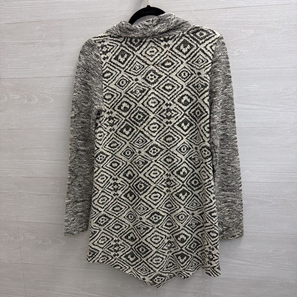 Anthropologie White/ Black Print Knit Long Sleeve Sweater Dress Small