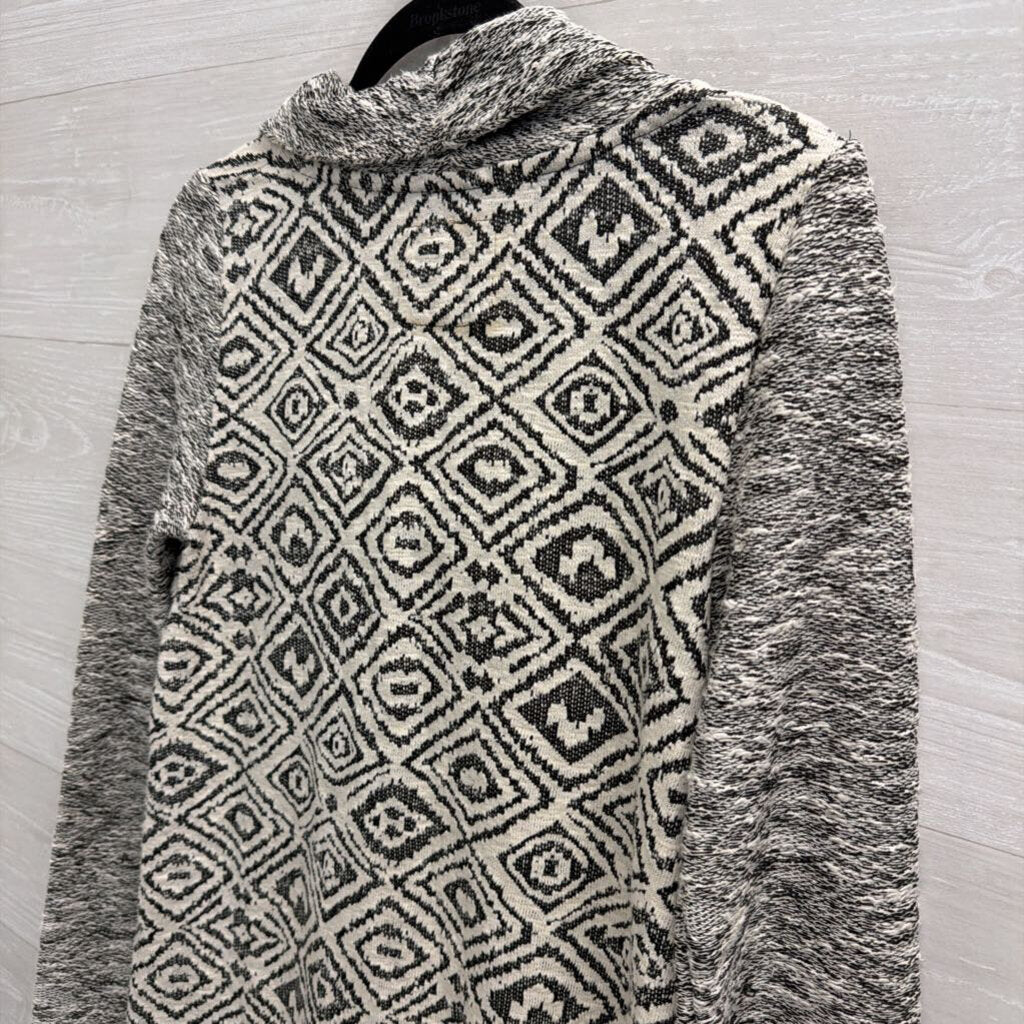 Anthropologie White/ Black Print Knit Long Sleeve Sweater Dress Small