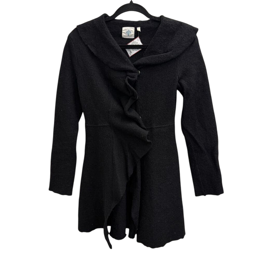 Anthropologie Black 100% Wool Ruffle Detail Jacket Extra Small