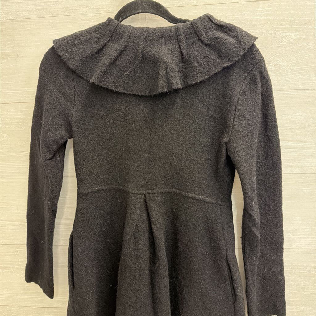 Anthropologie Black 100% Wool Ruffle Detail Jacket Extra Small
