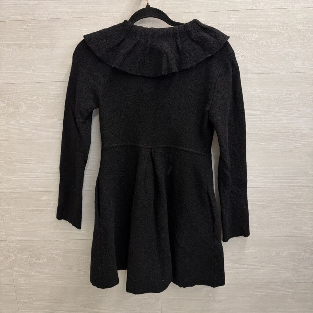 Anthropologie Black 100% Wool Ruffle Detail Jacket Extra Small