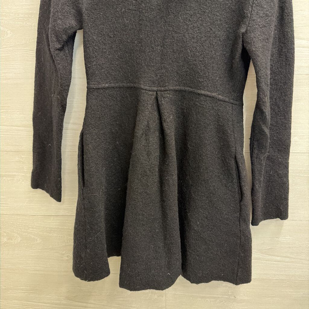 Anthropologie Black 100% Wool Ruffle Detail Jacket Extra Small