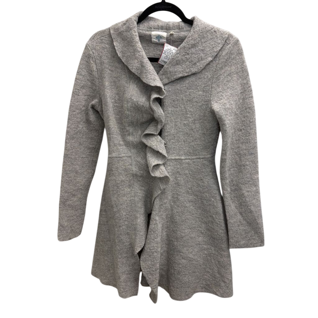 Anthropologie Grey 100% Wool Ruffle Detail Jacket Small
