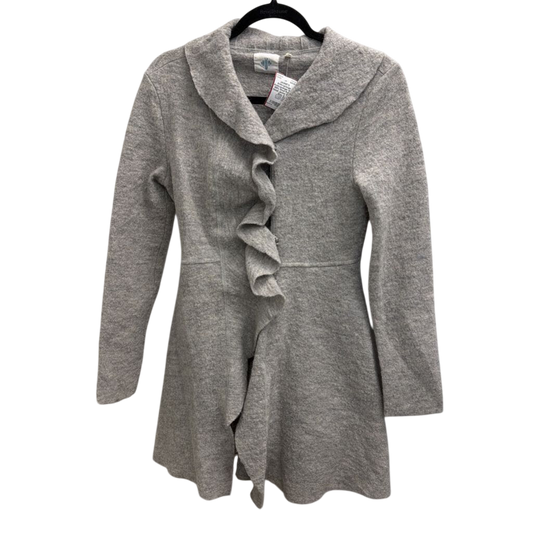 Anthropologie Grey 100% Wool Ruffle Detail Jacket Small