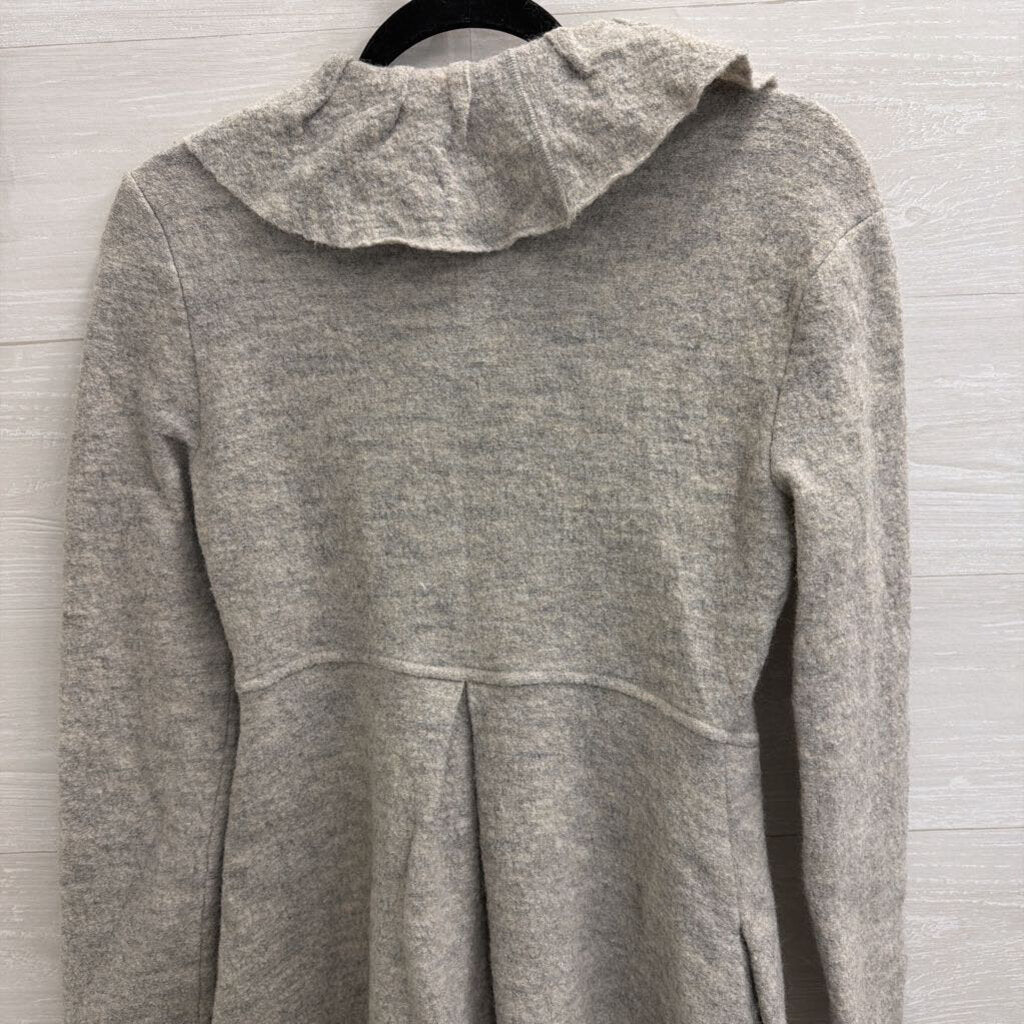 Anthropologie Grey 100% Wool Ruffle Detail Jacket Small